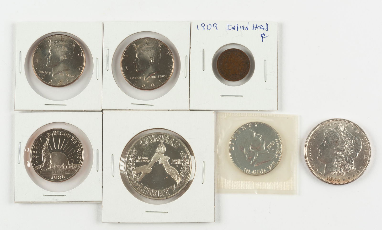 7 Coin Items Including 1909 Indian Cent (1 of 2)