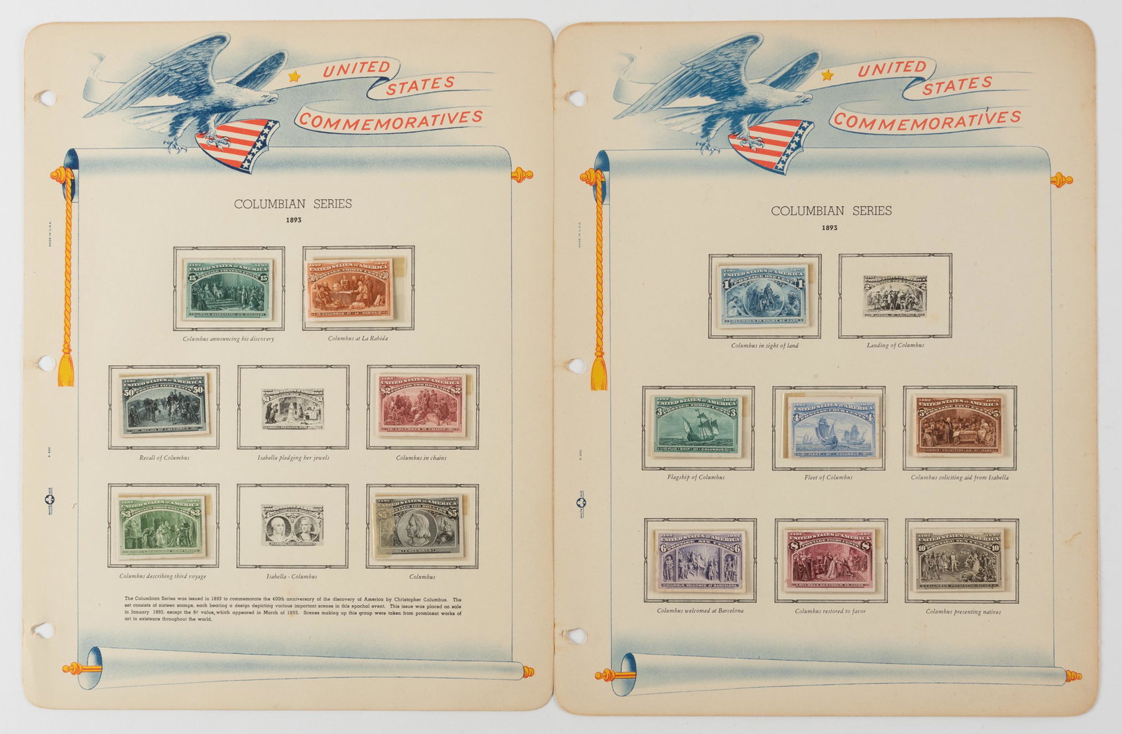 2 Sheets 1893 Columbian Series Stamps (1 of 3)