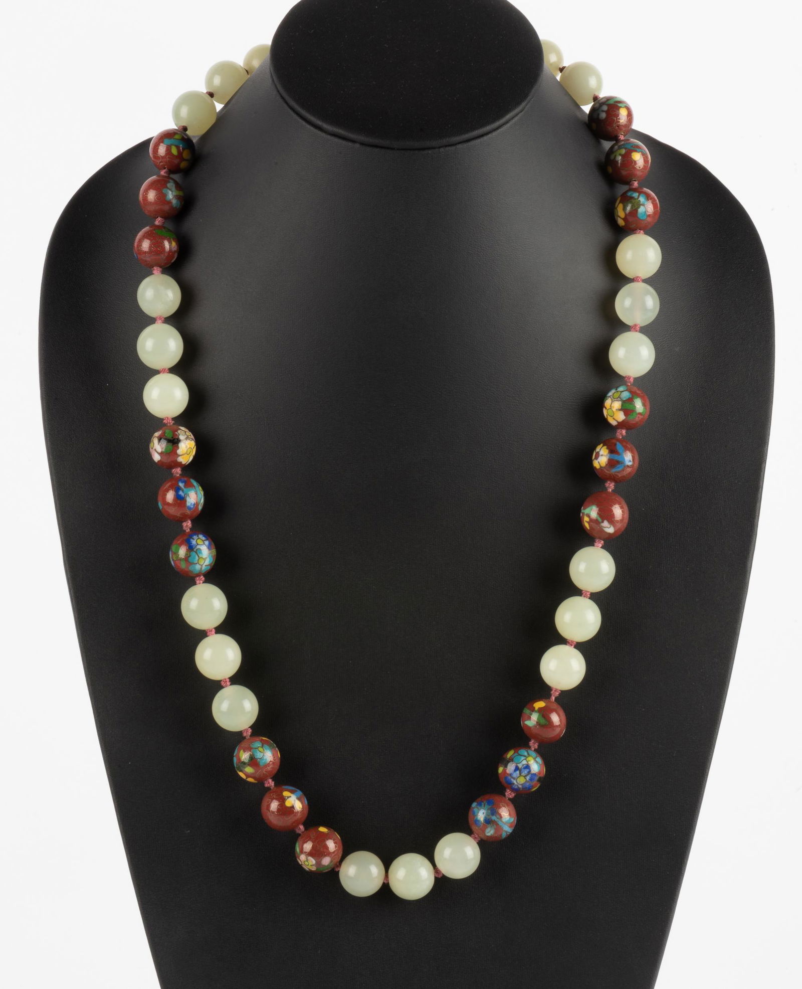 Vintage Jade & Cloisonne Bead Necklace (1 of 4)