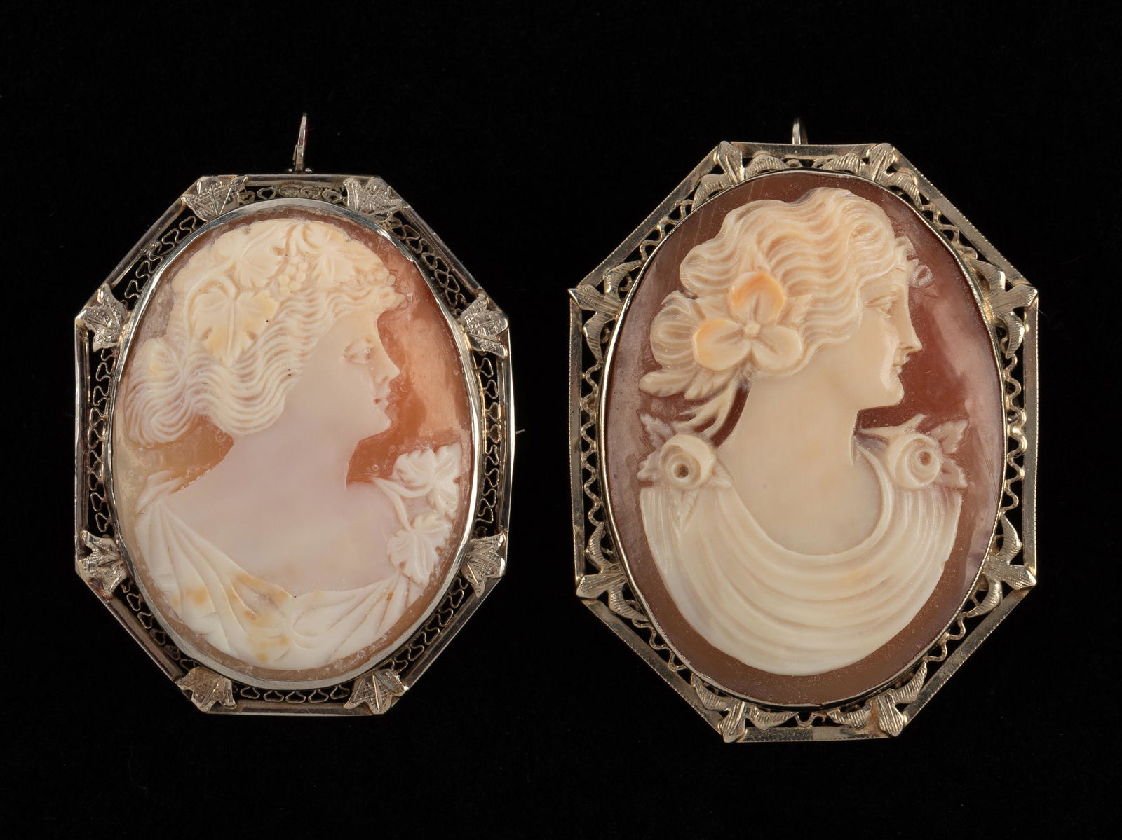 2 14K & Shell Cameo Pendant Brooches (1 of 4)