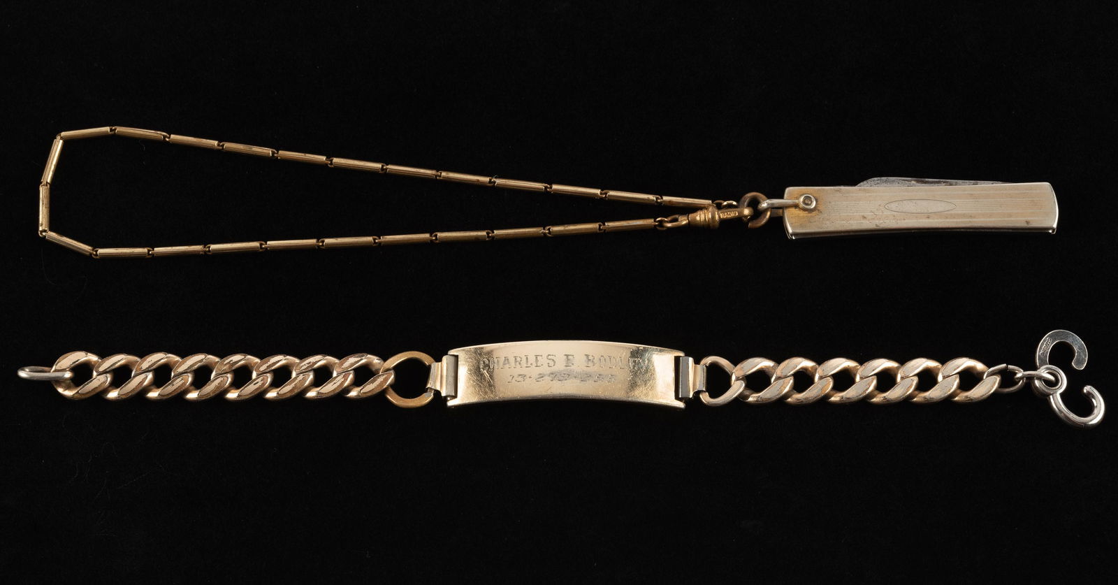 Gold Filled Bracelet & Watch Chain with Pen Knife (1 of 6)