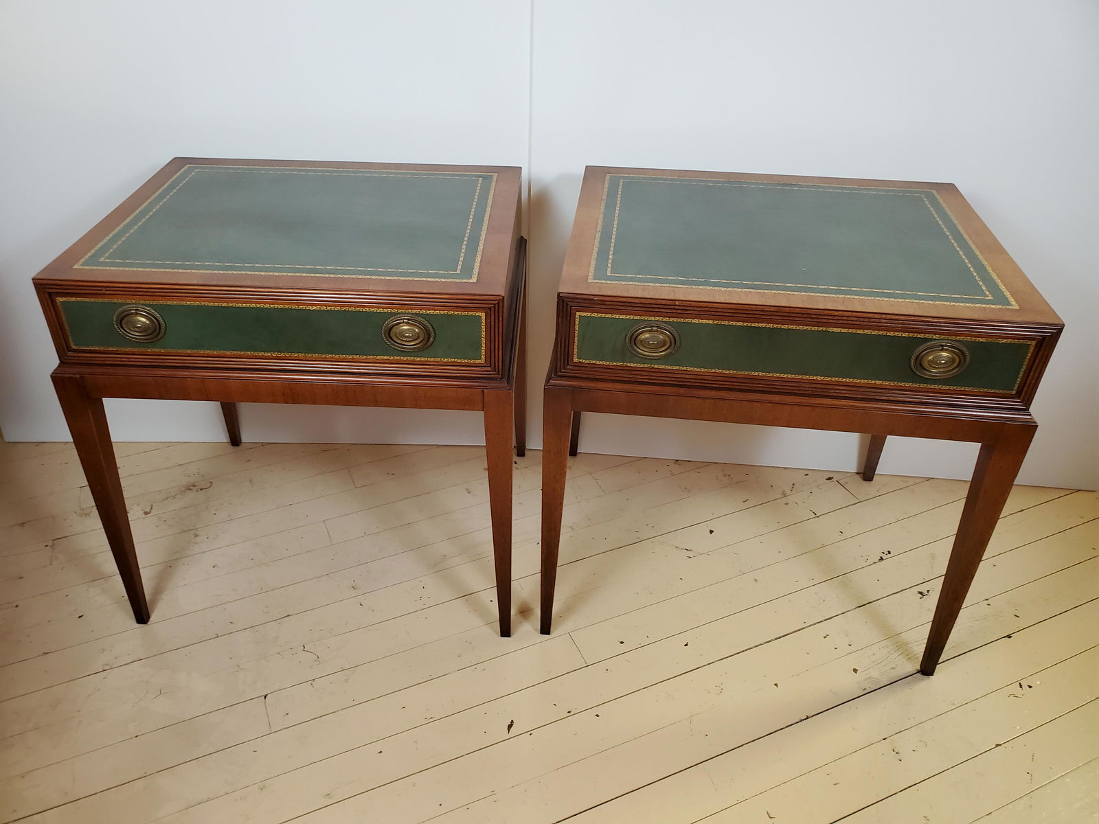 Pair Of Tooled Leather Top Tables (1 of 4)