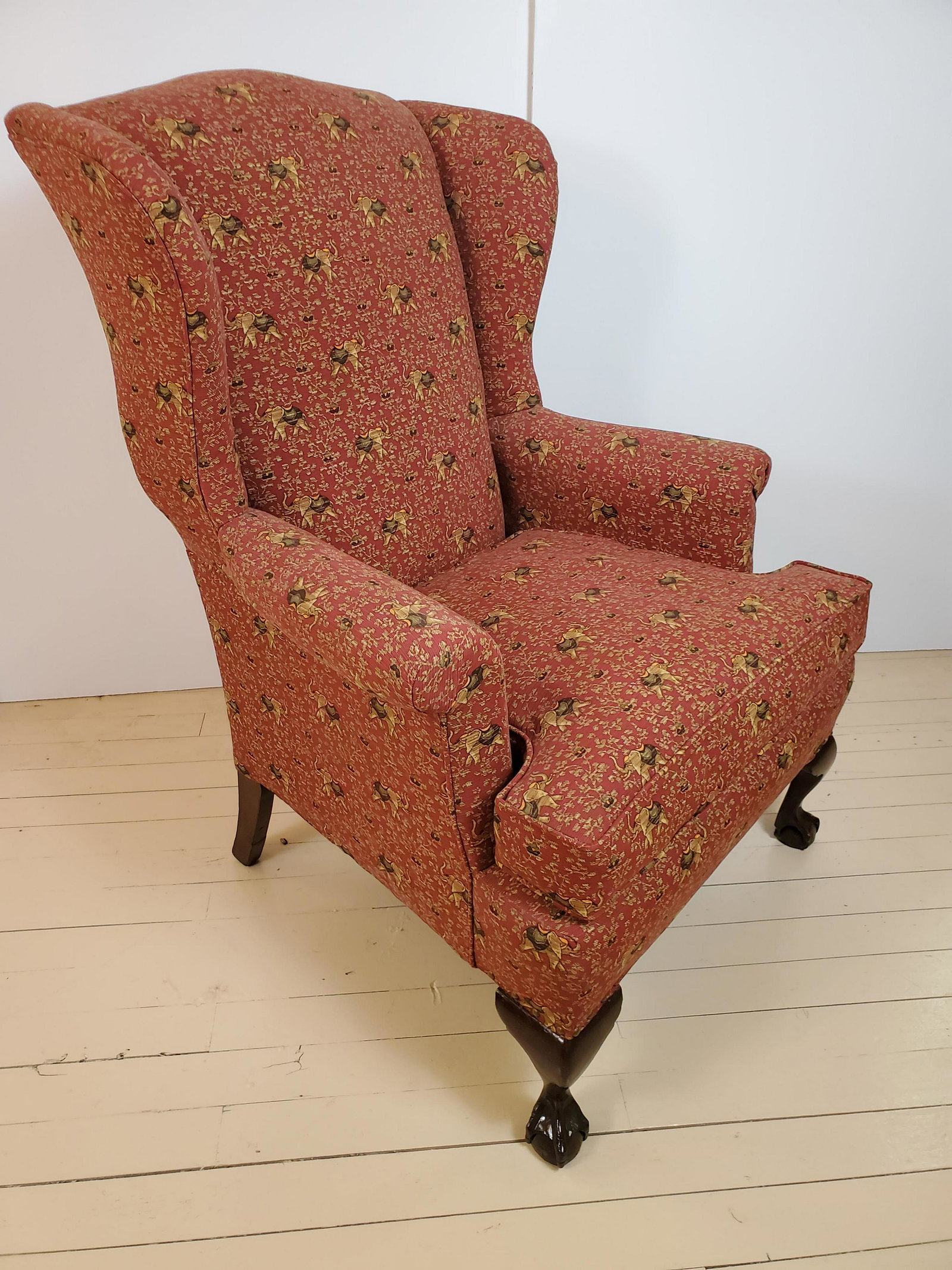 Wingback Chair: 28 1/2" wide X 32" deep X 42 1/4" high. IMPORTANT: Before bidding, please read the terms and conditions. When you registered for the auction you agreed to these terms and will be required to comply wi