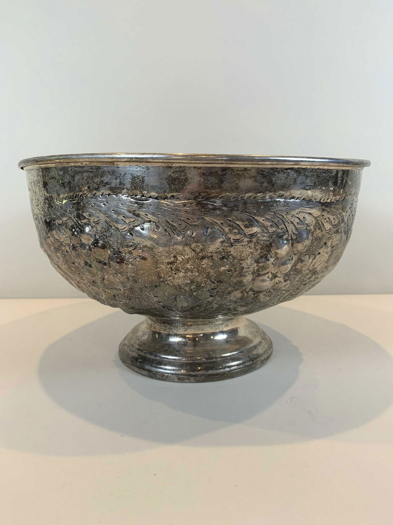 Large Repousse Silverplate Punch Bowl (1 of 4)