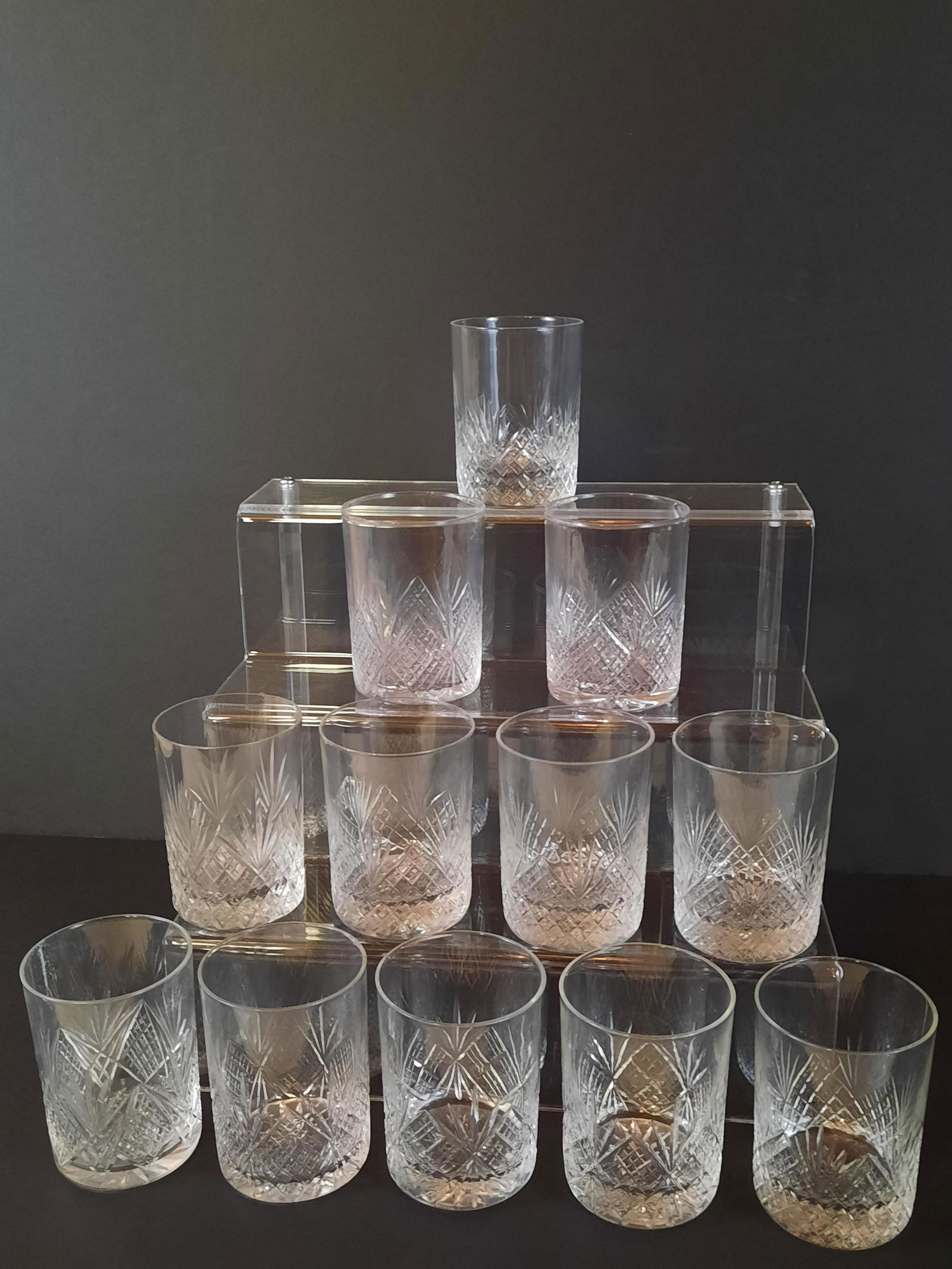 12 Double Old Fashioned Cut Glasses (1 of 4)