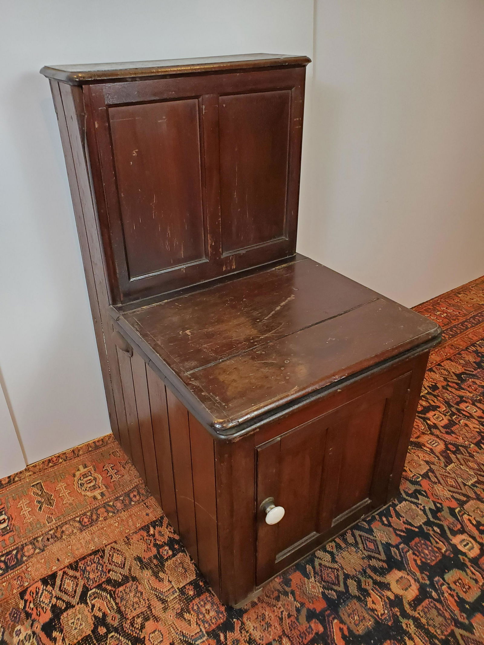 Moule's Patent Dry Earth Commode 1869: 22" wide X 27" deep X 39 1/2" high. IMPORTANT: Before bidding, please read the terms and conditions. When you registered for the auction you agreed to these terms and will be required to comply with t