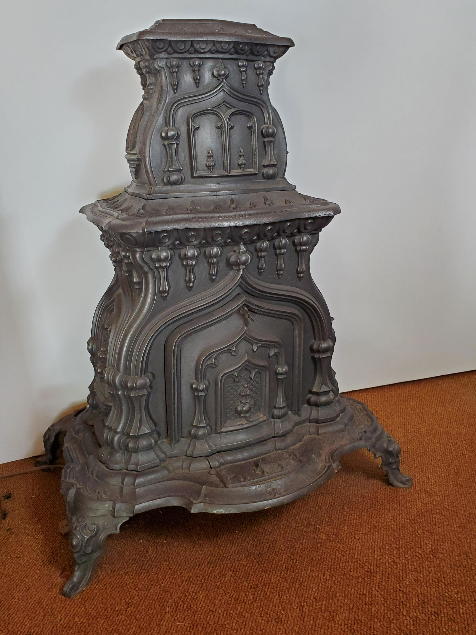 Cox & Brothers Cast Iron Gothic Parlor Stove (1 of 18)