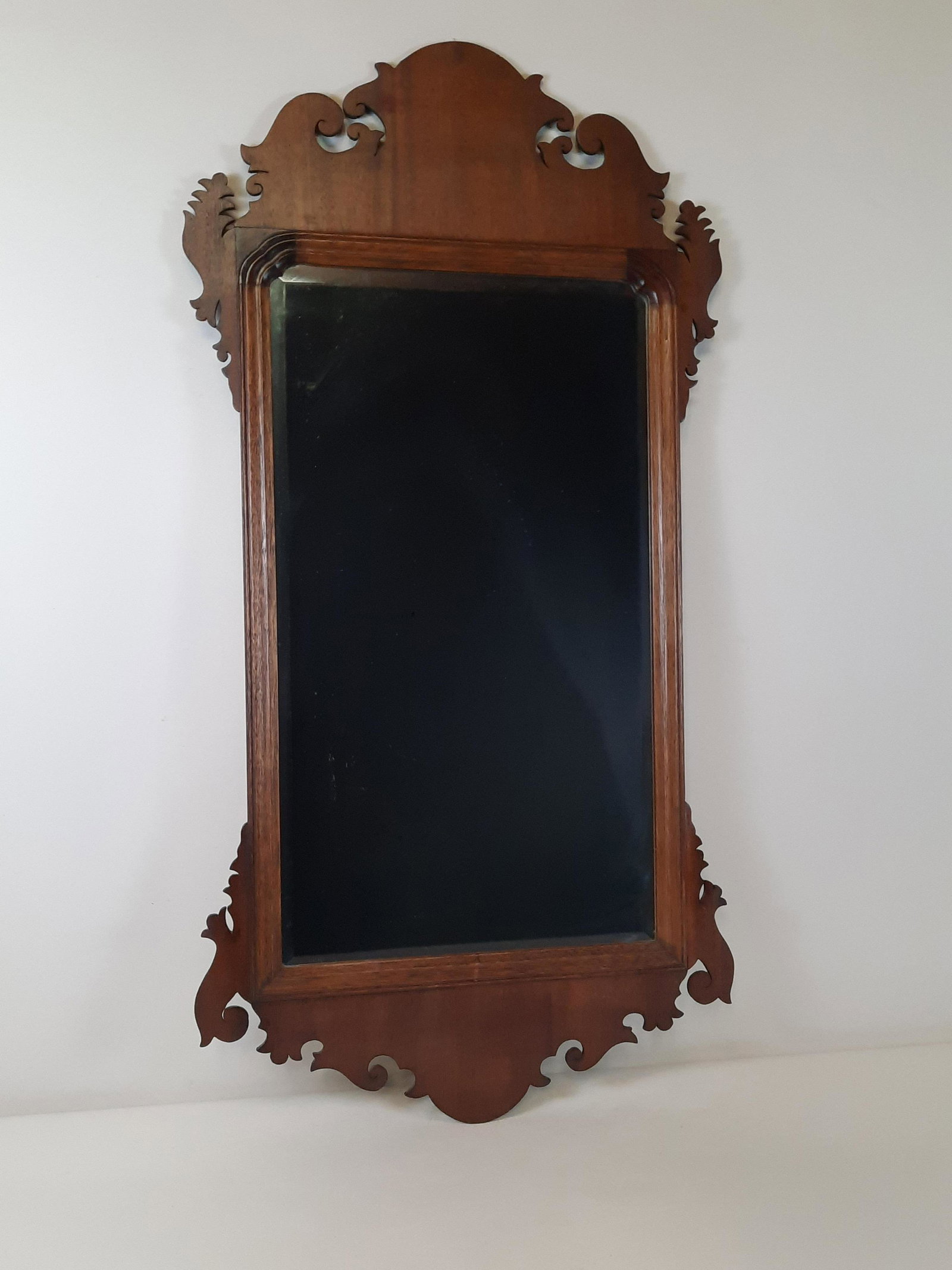 Chippendale Style Mirror: Overall with frame 43-1/4" high x 22" wide. IMPORTANT: Before bidding, please read the terms and conditions. When you registered for the auction you agreed to these terms and will be required to compl