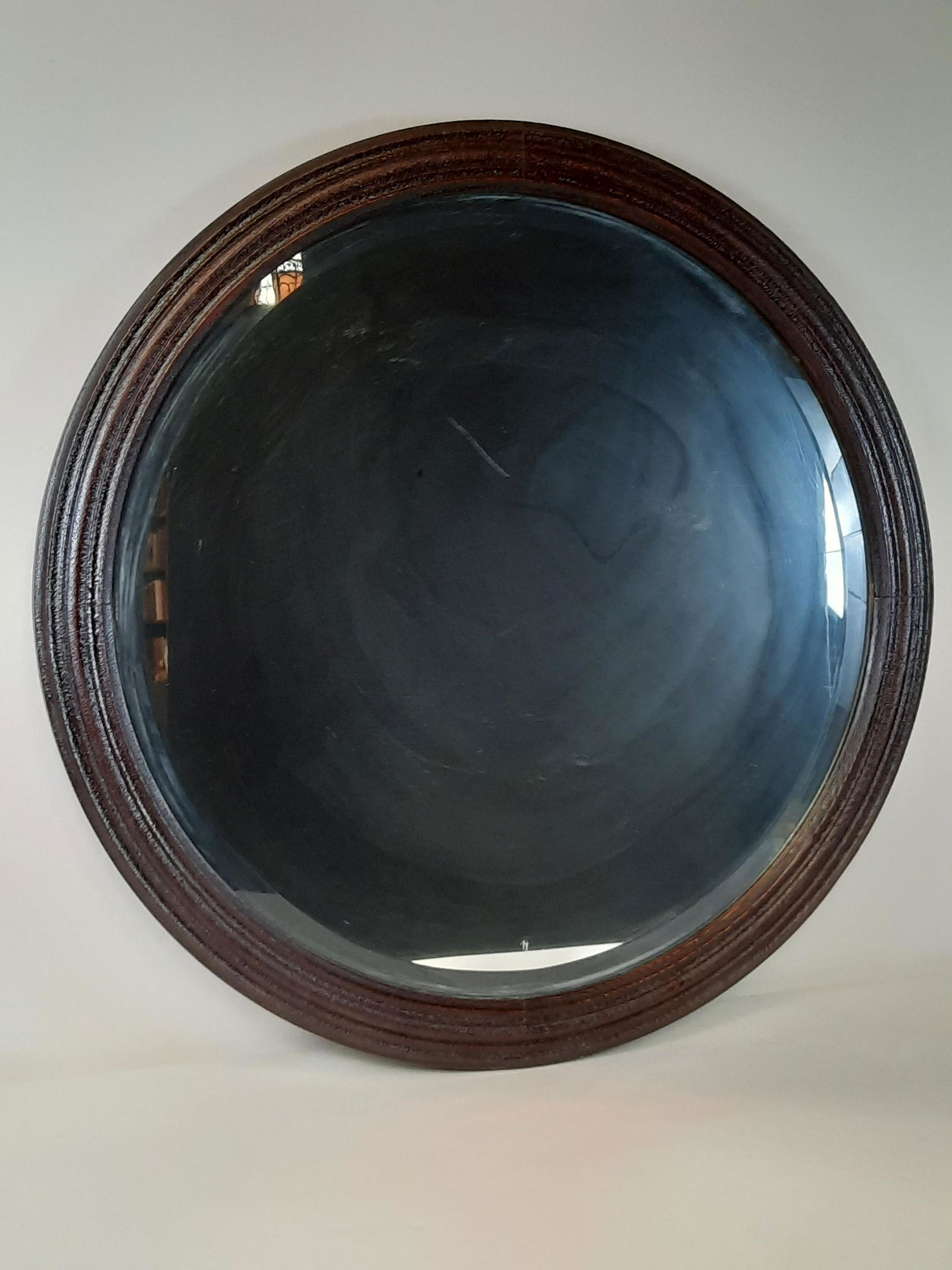 Antique Round Beveled Glass Mirror (1 of 3)