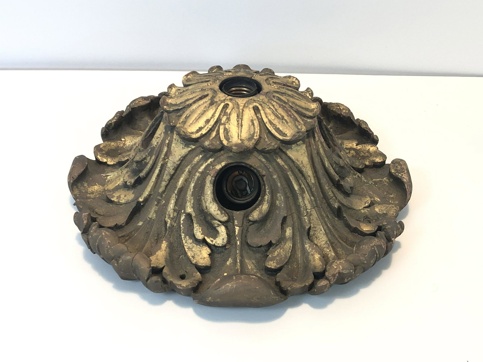 Wooden Ceiling Fixture: 13 1/2" diameter. IMPORTANT: Before bidding, please read the terms and conditions. When you registered for the auction you agreed to these terms and will be required to comply with them.