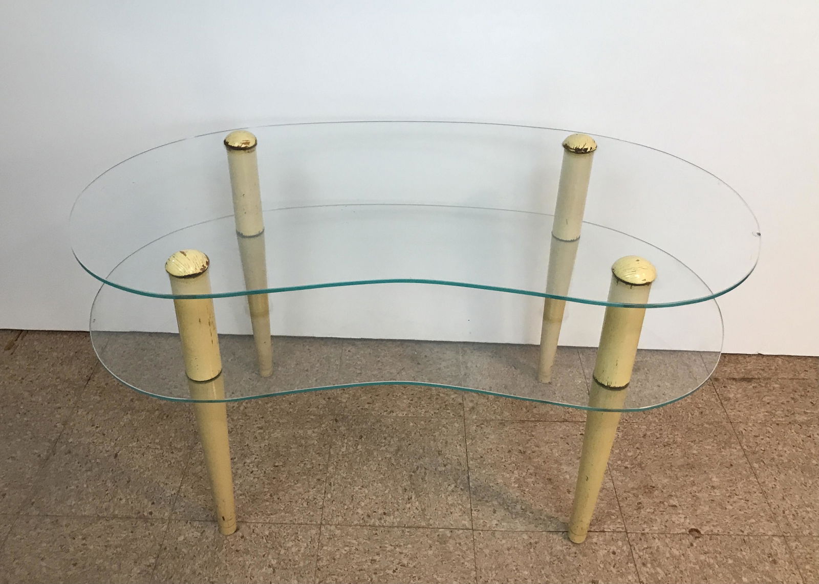 Mid Century Kidney Shaped Glass Coffee Table (1 of 3)