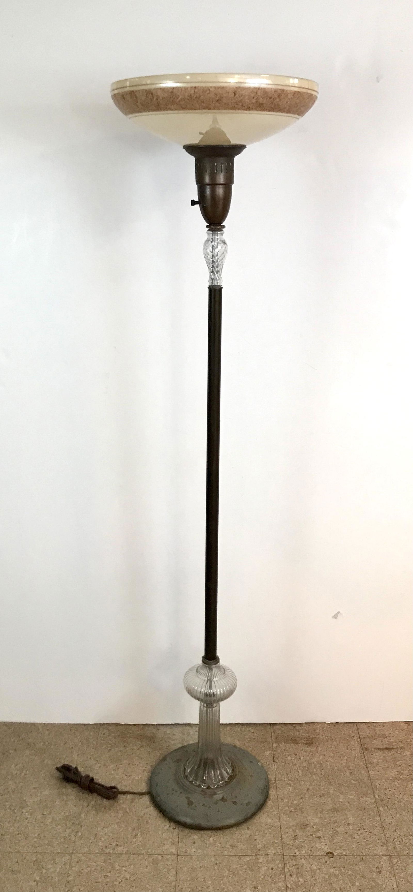 Torchiere with Painted Glass Shade (1 of 3)