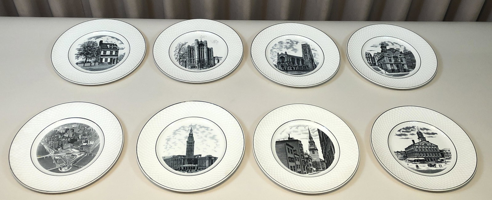 8 Copland Spodes Mansard American Scene Plates: 10 3/4" diameter. IMPORTANT: Before bidding, please read the terms and conditions. When you registered for the auction you agreed to these terms and will be required to comply with them.