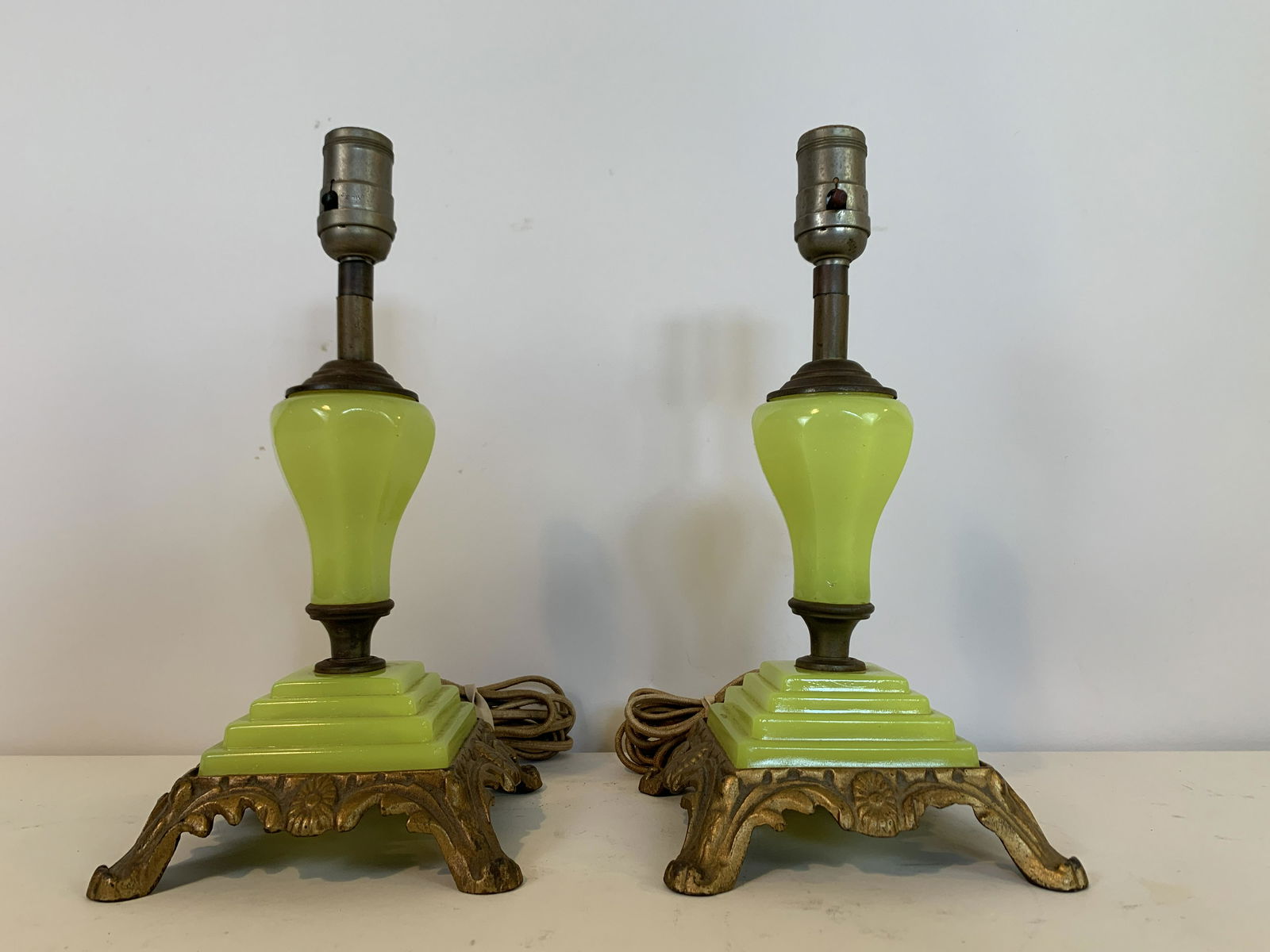Pair of Small Glass Table Lamps (1 of 2)