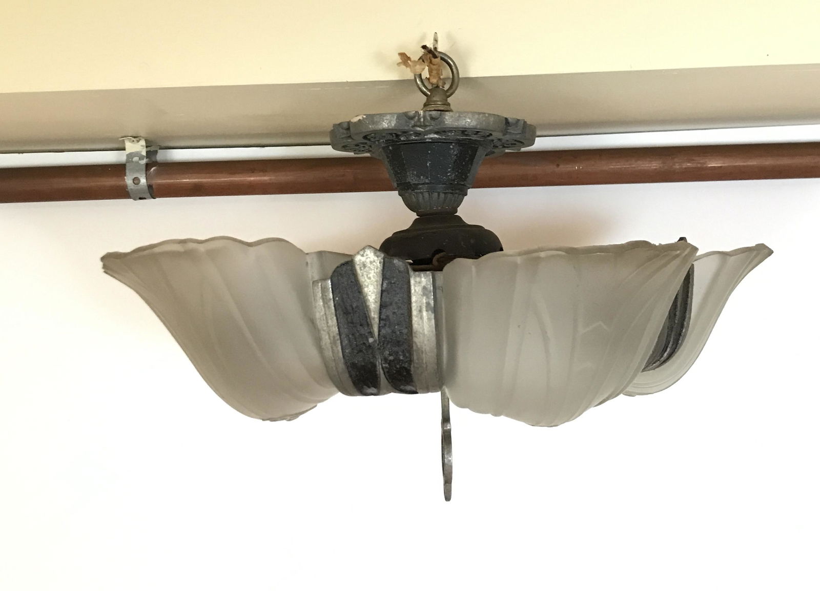 Vintage Hanging Light with 5 Slip Shades (1 of 1)