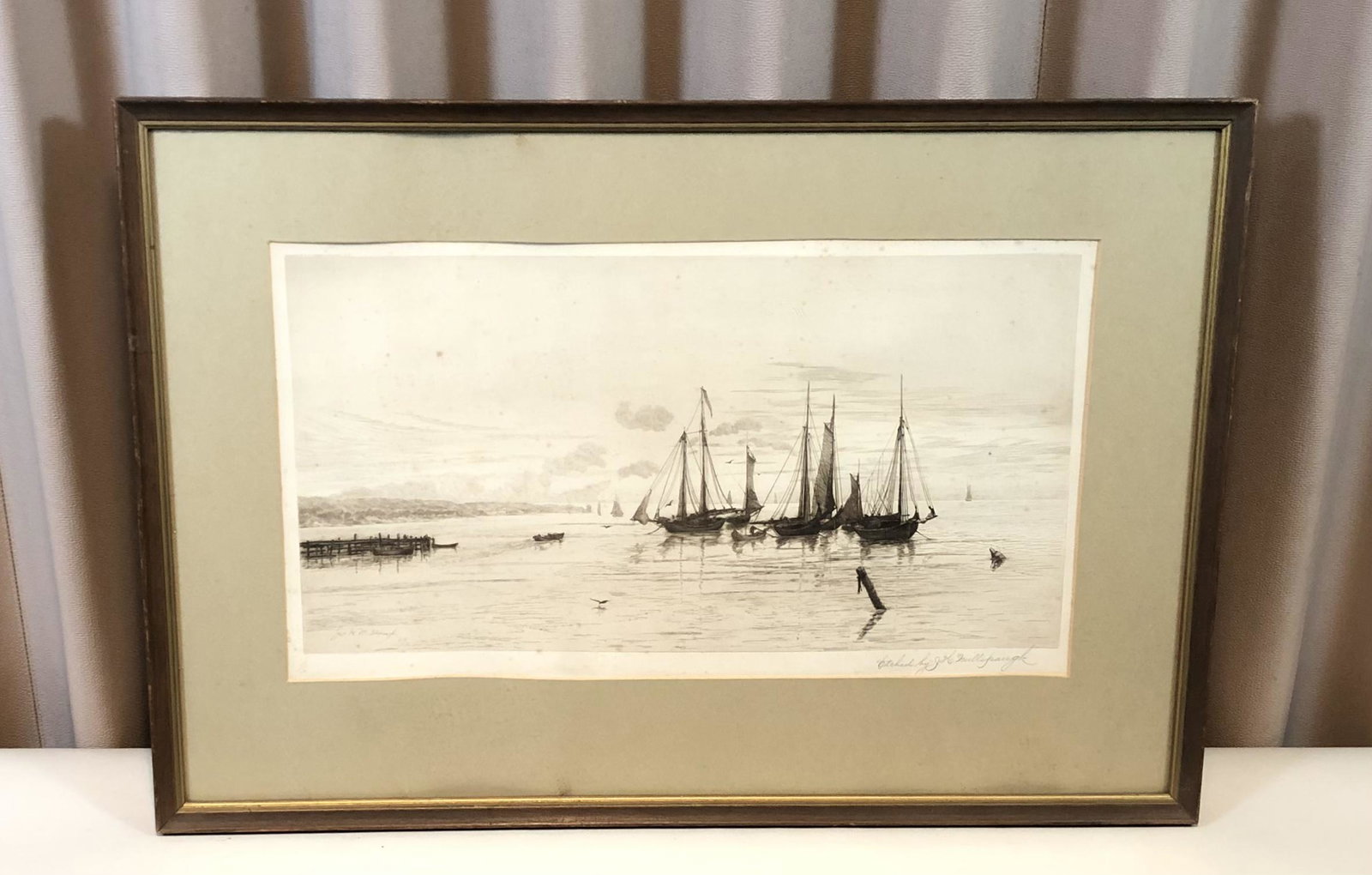 John Hill Millspaugh Etching Print: John Hill Millspaugh (American, 1822-1894). Overall with frame 19 1/4" high x 28 1/4" wide. IMPORTANT: Before bidding, please read the terms and conditions. When you registered for the auction you agr