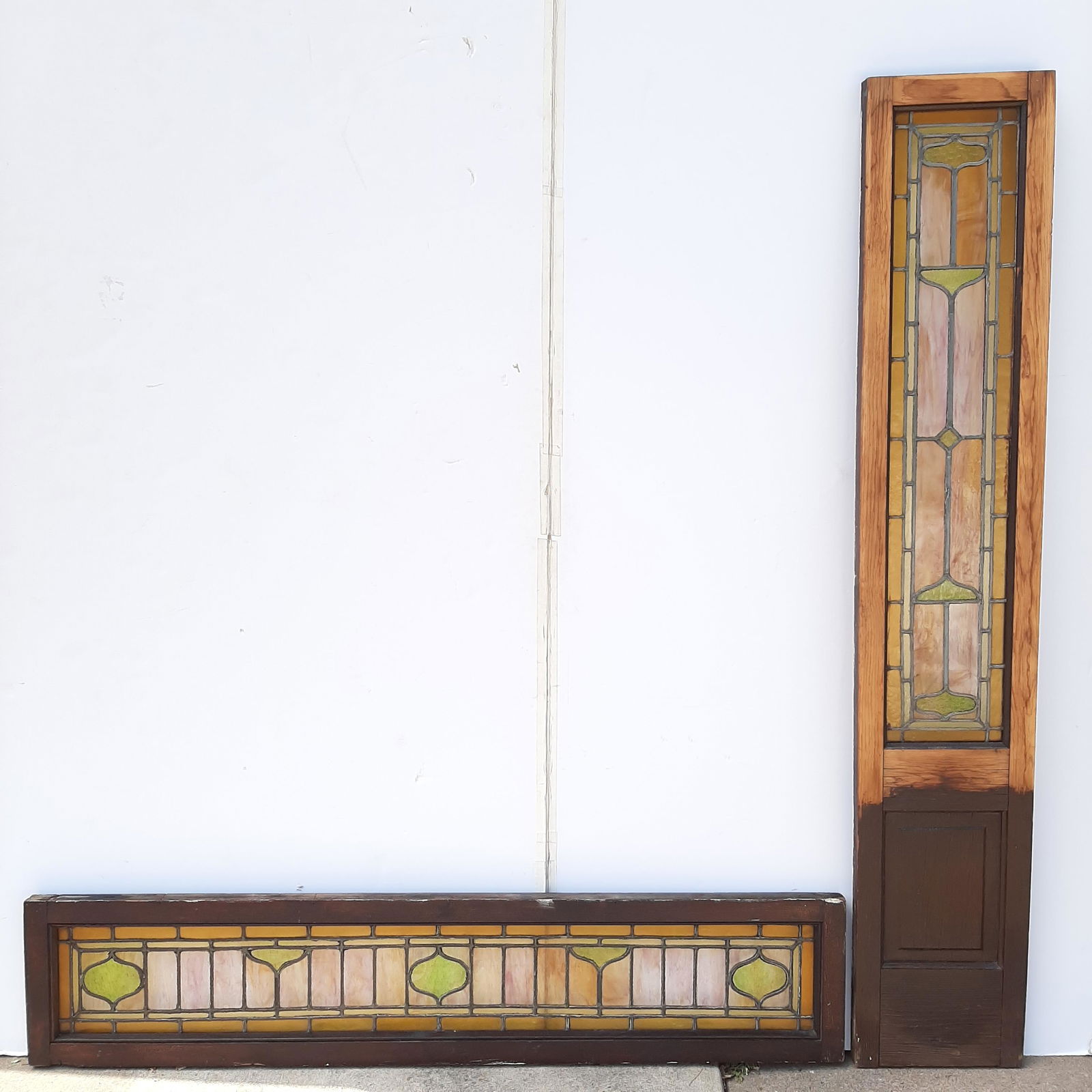 2 Pcs Art Nouveau Stained Glass (1 of 2)