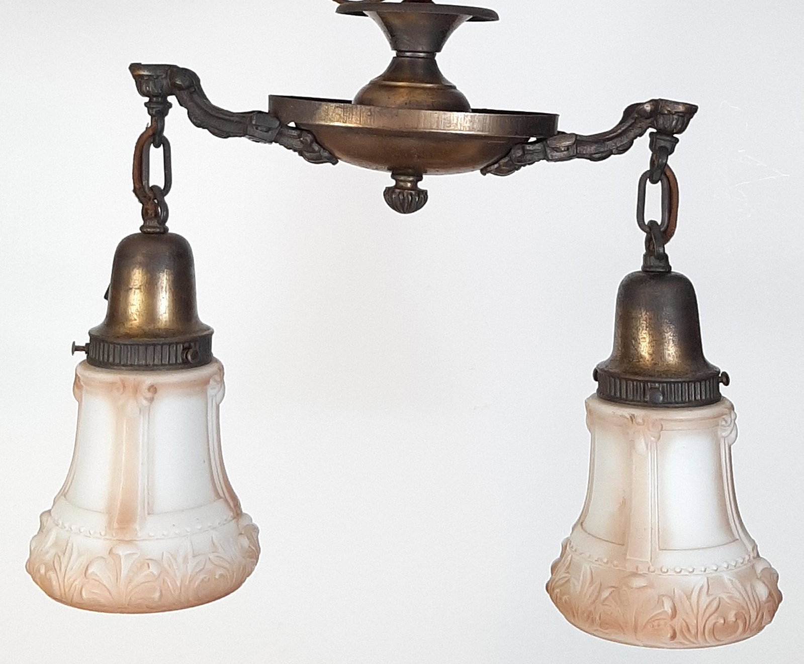 Double Pendant Light: 16" wide X 28" high. IMPORTANT: Before bidding, please read the terms and conditions. When you registered for the auction you agreed to these terms and will be required to comply with them.