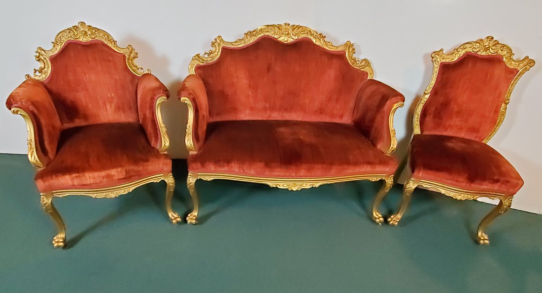 3 Pc 19th Century Louis XIV Style Parlor Set (1 of 3)