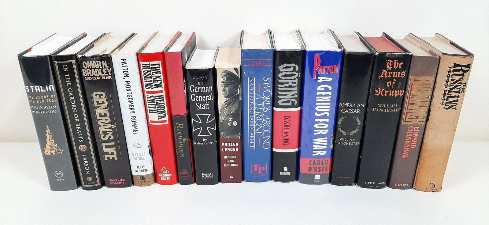15 Military Books: Includes American Caesar and The Arms of Krupp by William Manchester, Swords Around a Throne by John R. Elting, Bismarck by Edward Crankshaw, A General's Life by Omar Bradley, Goring by David Irving, 