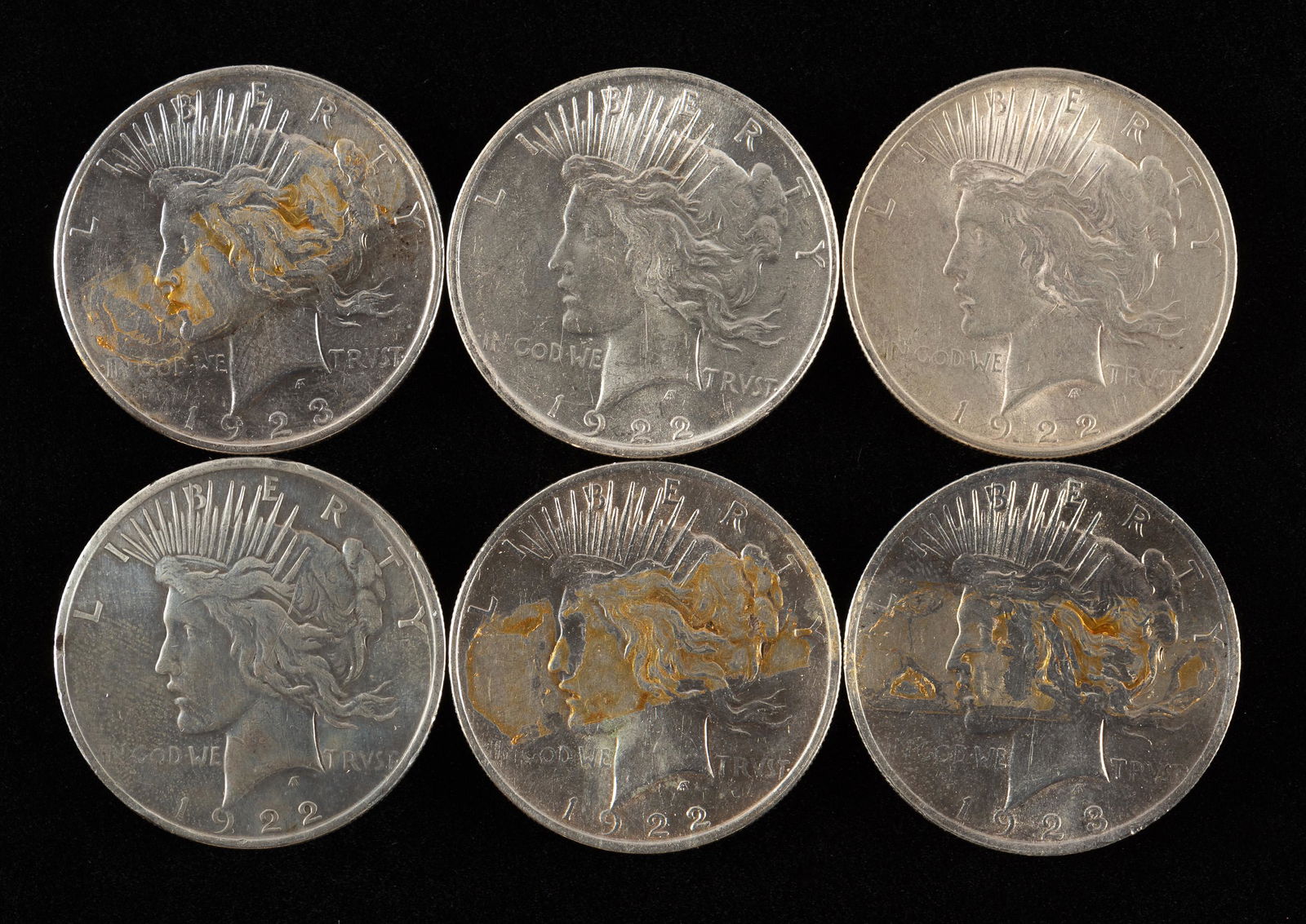 6 Peace Silver Dollars (1 of 2)
