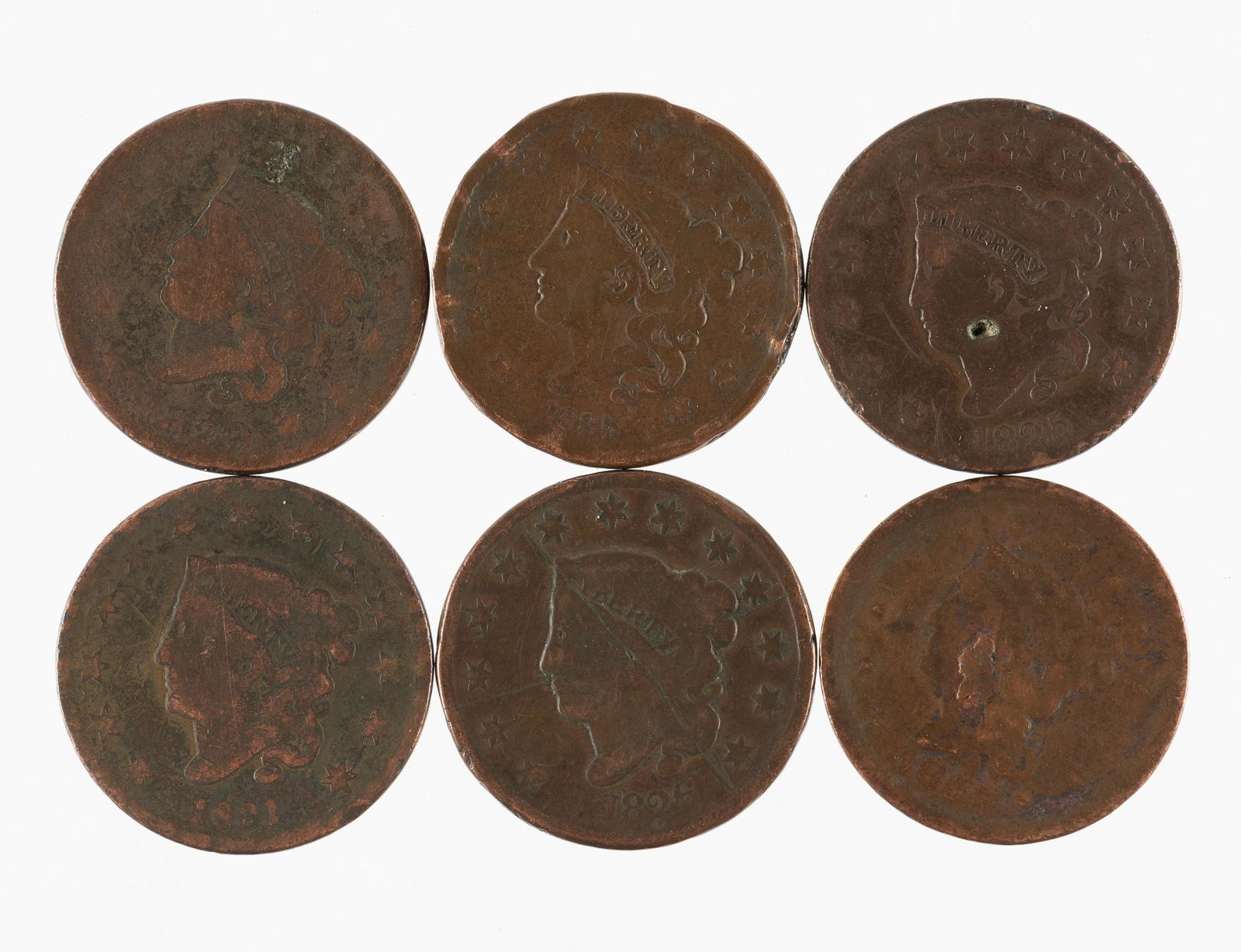 6 Large Cents Incl 1825 (1 of 2)