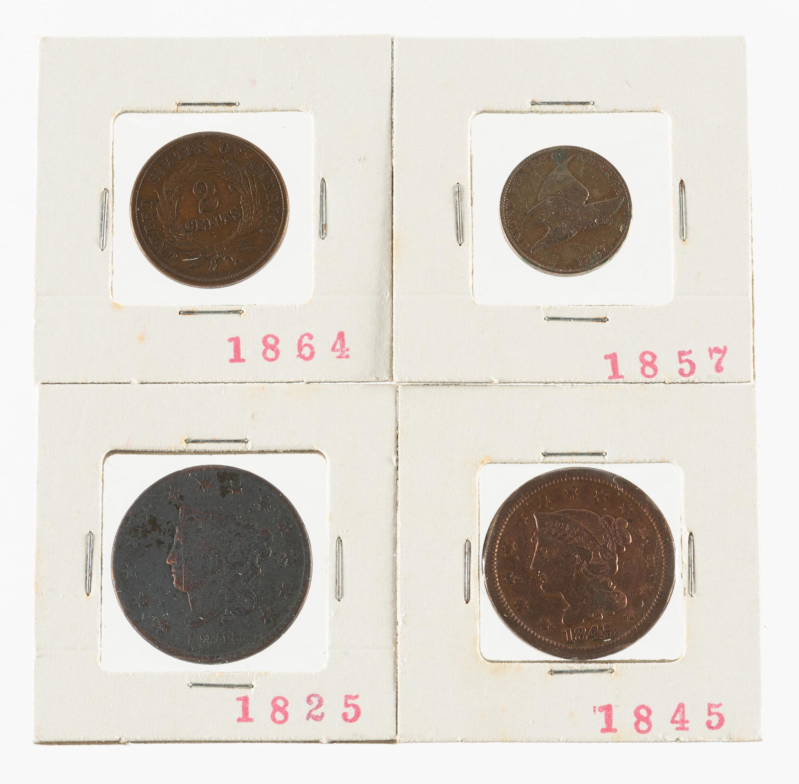 4 Coins Incl Large Cents & Flying Eagle (1 of 2)