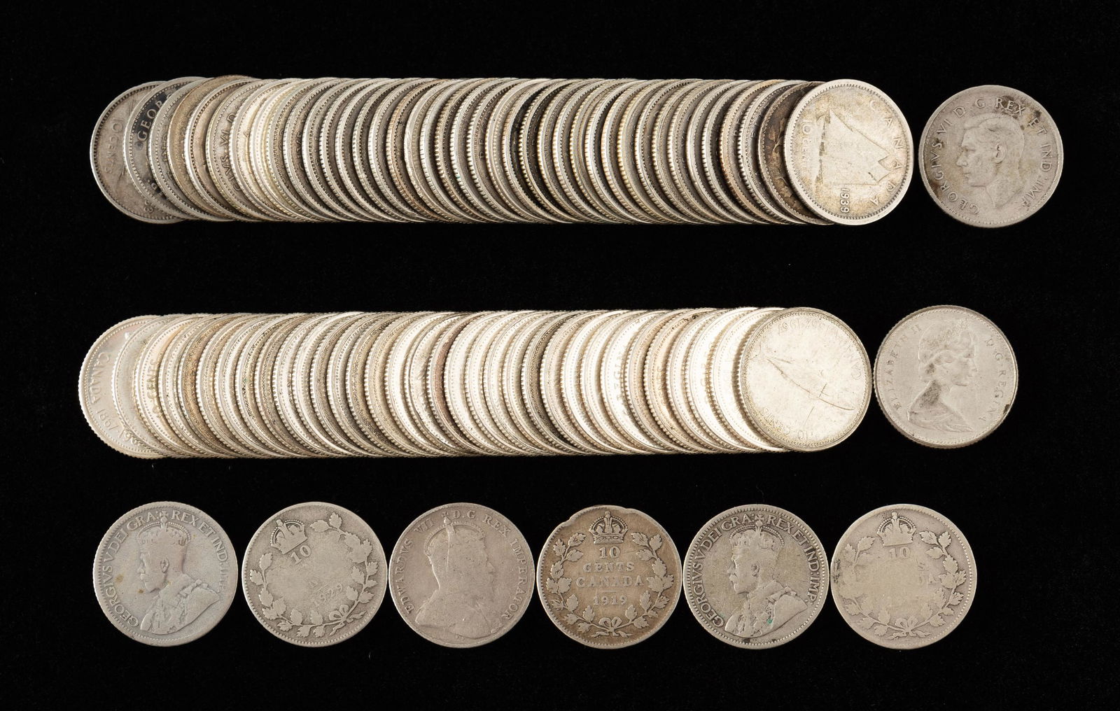 80 Canadian Silver Dimes (1 of 1)