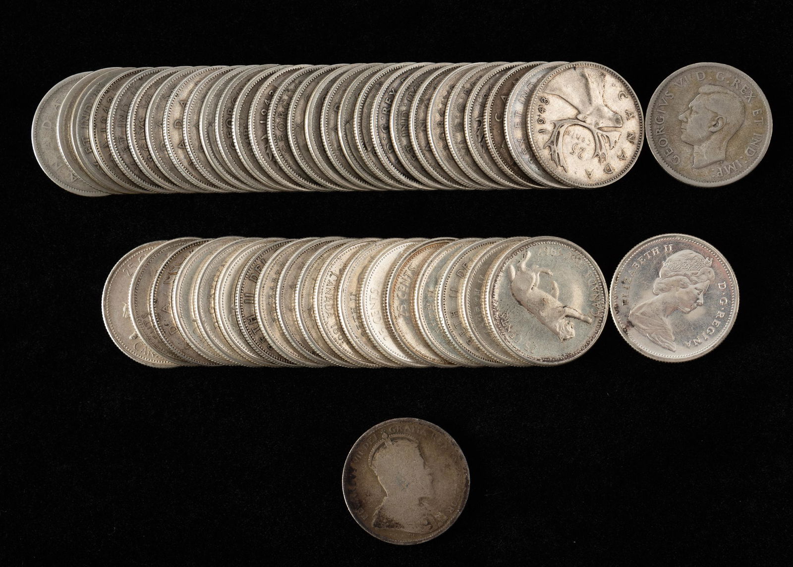 49 Canadian Silver Quarters (1 of 1)