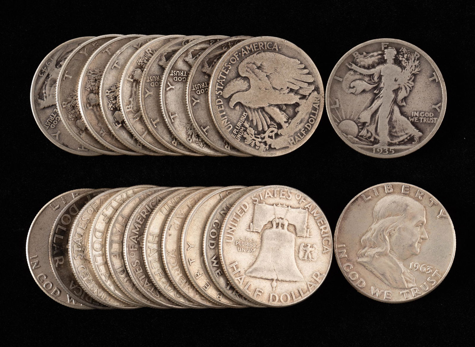 22 U.S. Silver Half Dollars (1 of 1)