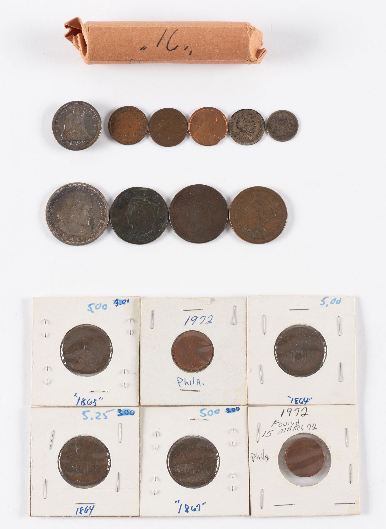 17 U.S. Type Coins Incl 3 Large Cents (1 of 5)