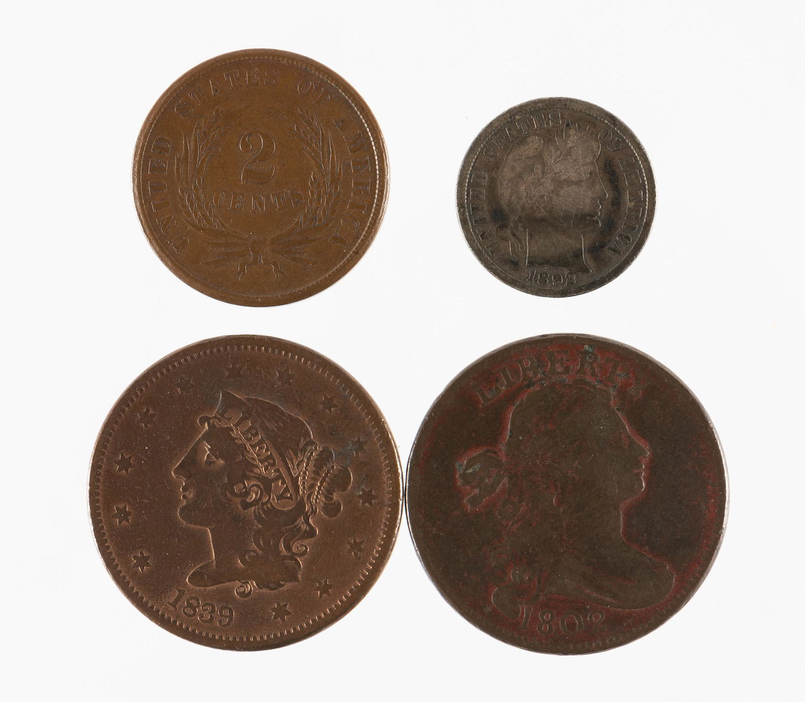 4 U.S. Coins Incl Large Cents (1 of 2)