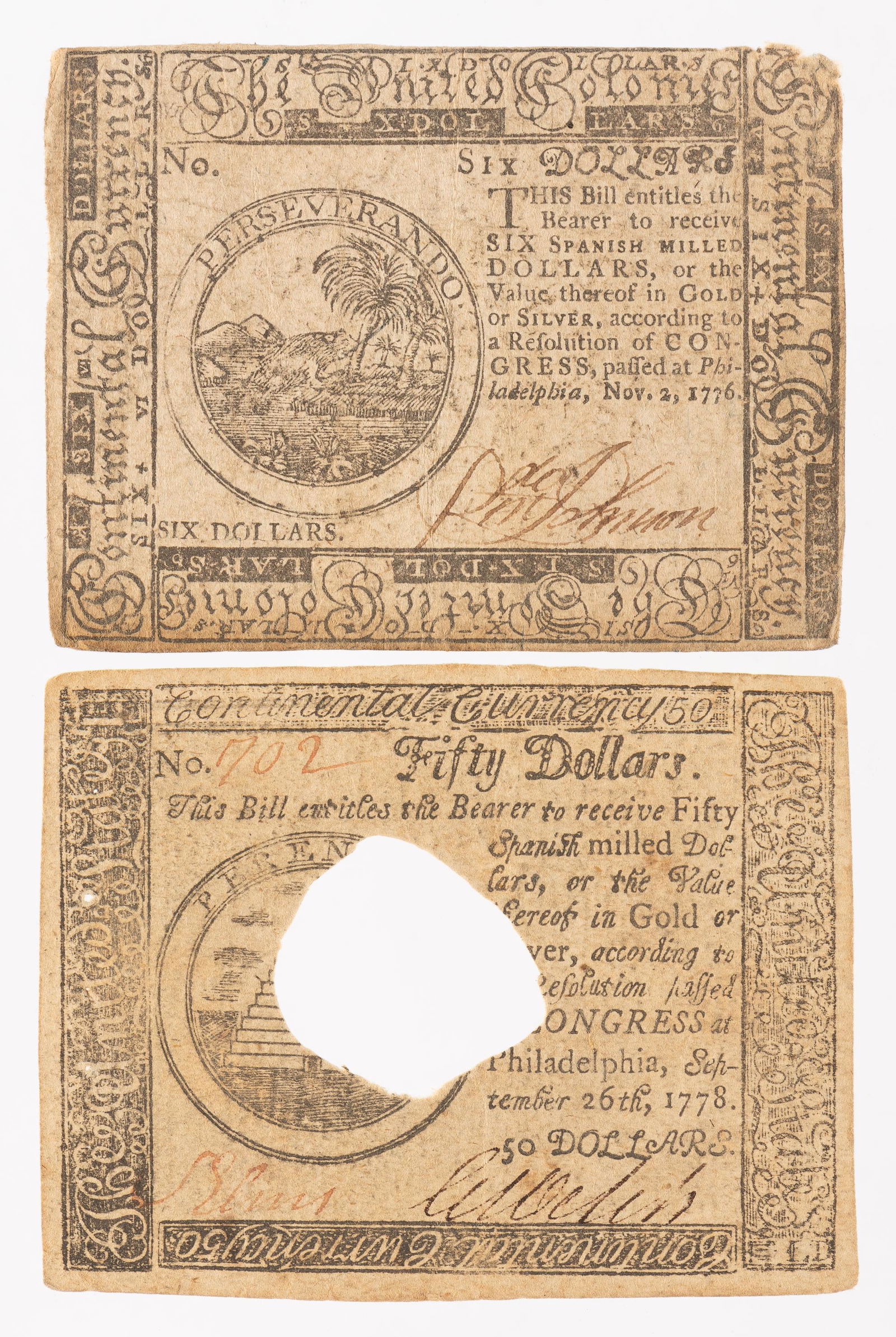 2 Pcs Obsolete Continental Currency (1 of 2)