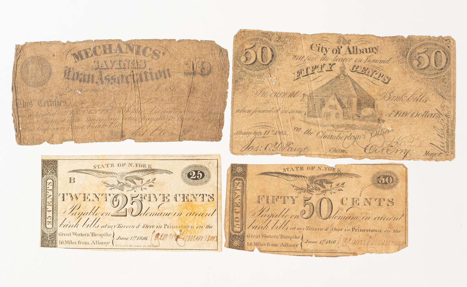 4 Pcs Low Denomination NY Obsolete Currency Notes (1 of 2)