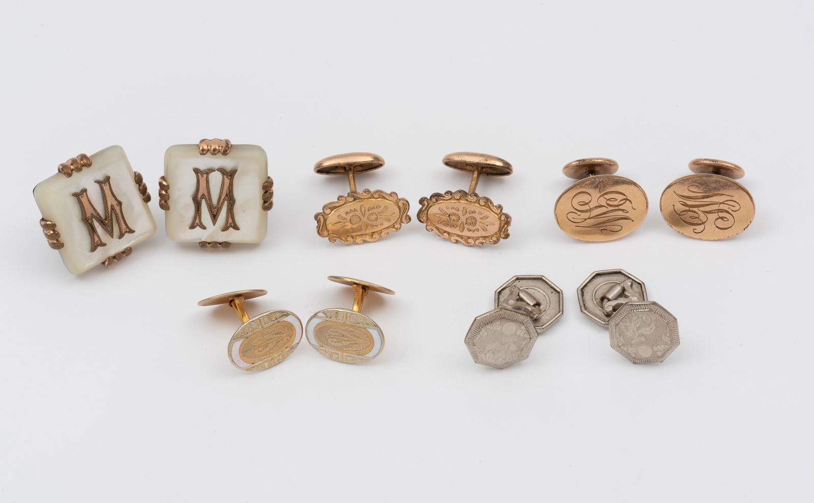 5 Pairs Vintage Cufflinks incl Gold Filled (1 of 6)