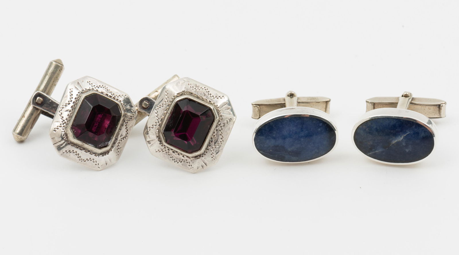 2 Prs Mexican Silver Cufflinks (1 of 5)