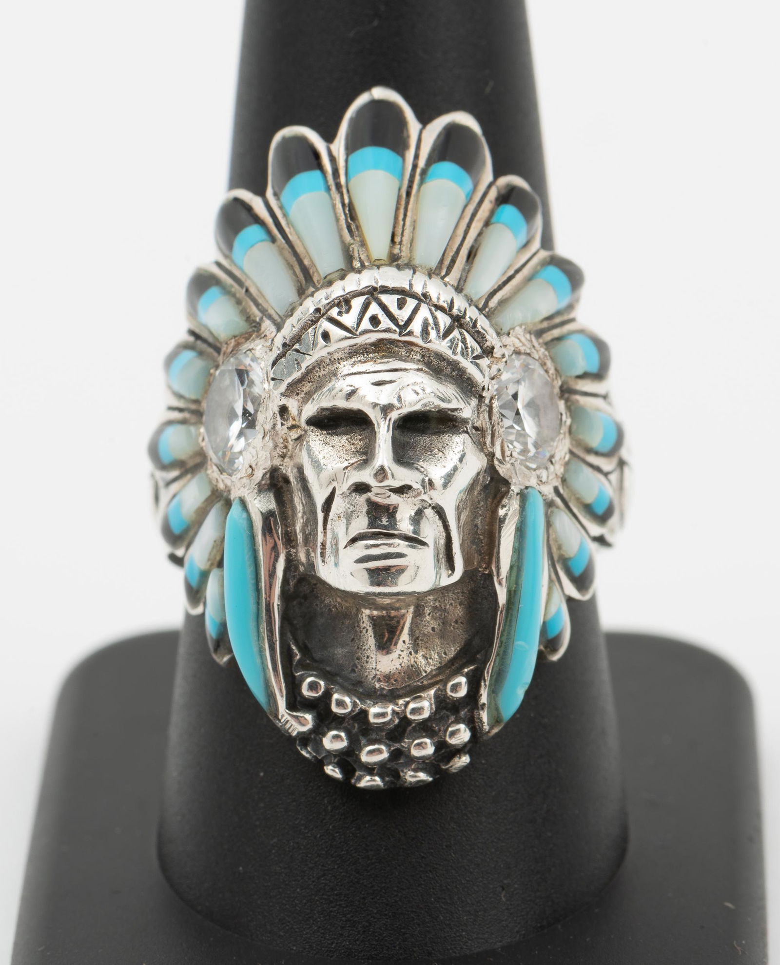 Native American Silver Figural Chief Ring (1 of 3)