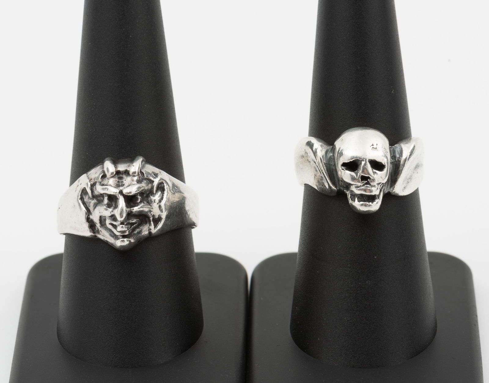 2 Sterling Figural Rings, Skull and Devil (1 of 7)