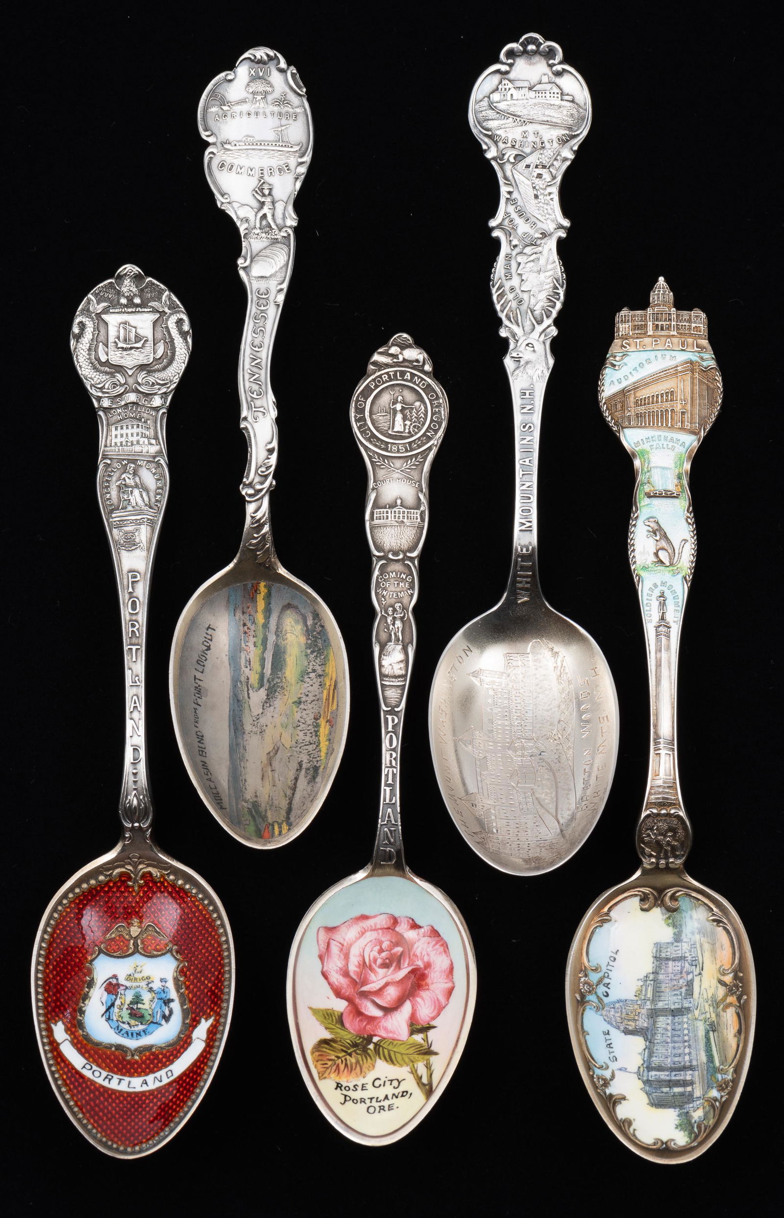 5 Sterling & Enamel Souvenir Teaspoons (1 of 11)