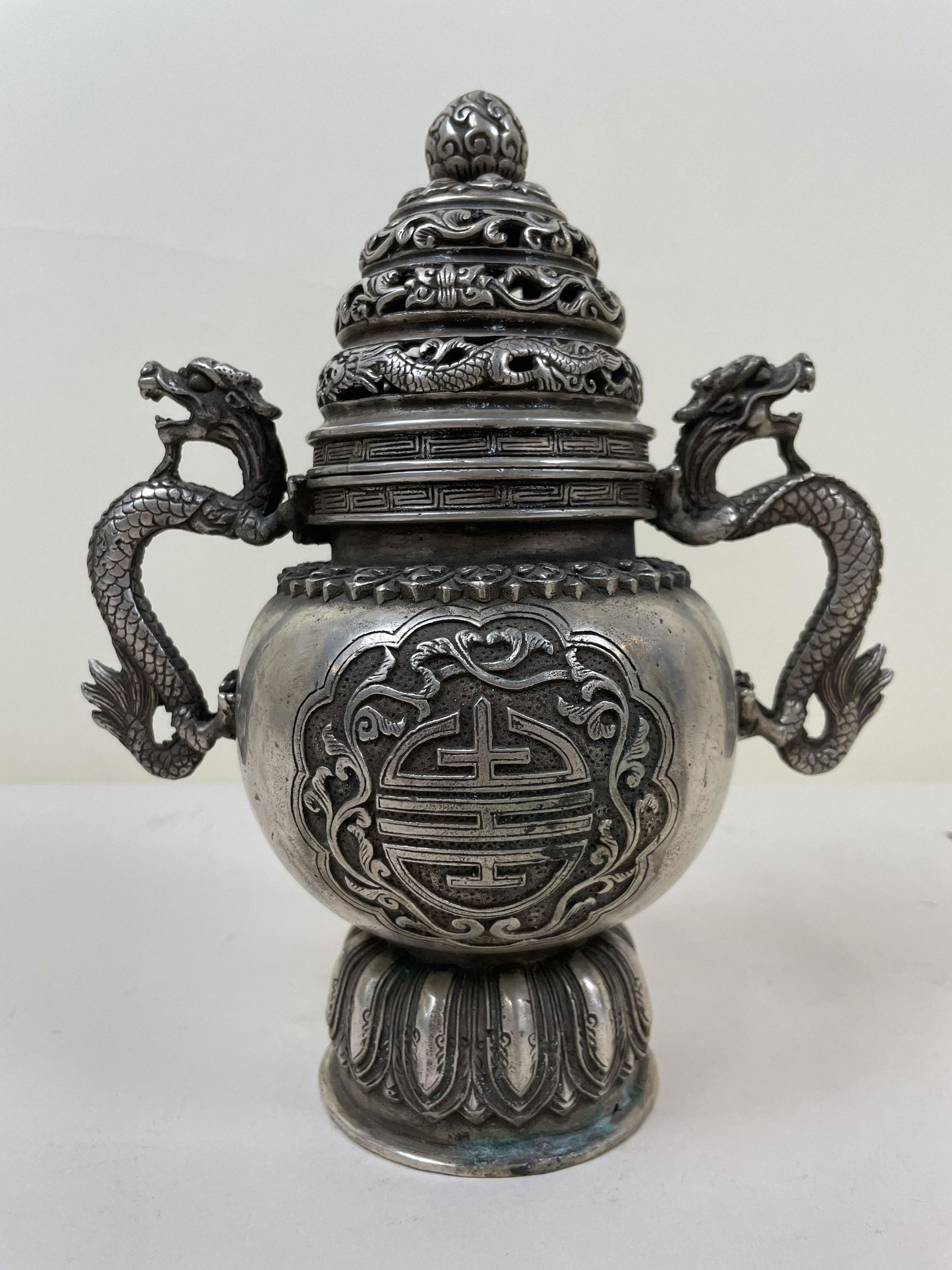 Tibetan Silver Censor with Dragons (1 of 7)