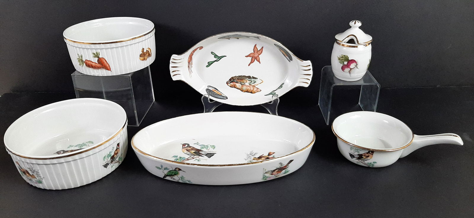 6 Pcs Pillivuyt "Bec et Plumes" French Porcelain (1 of 9)