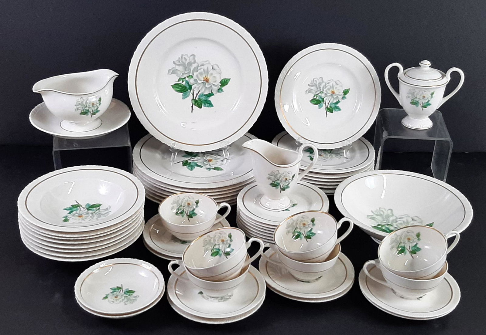 53 Pcs Hanover "Silver Rose" China (1 of 2)