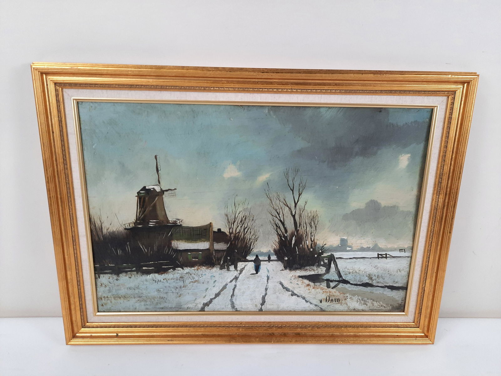 V. Darn Winter Landscape with Windmill Painting (1 of 4)