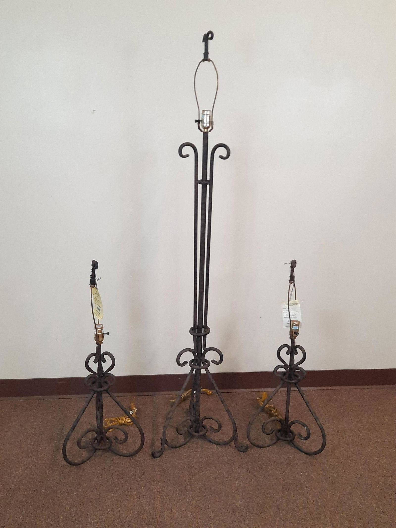3 Cresswell Hand Forged Iron Lamps W/ Scrolling (1 of 3)