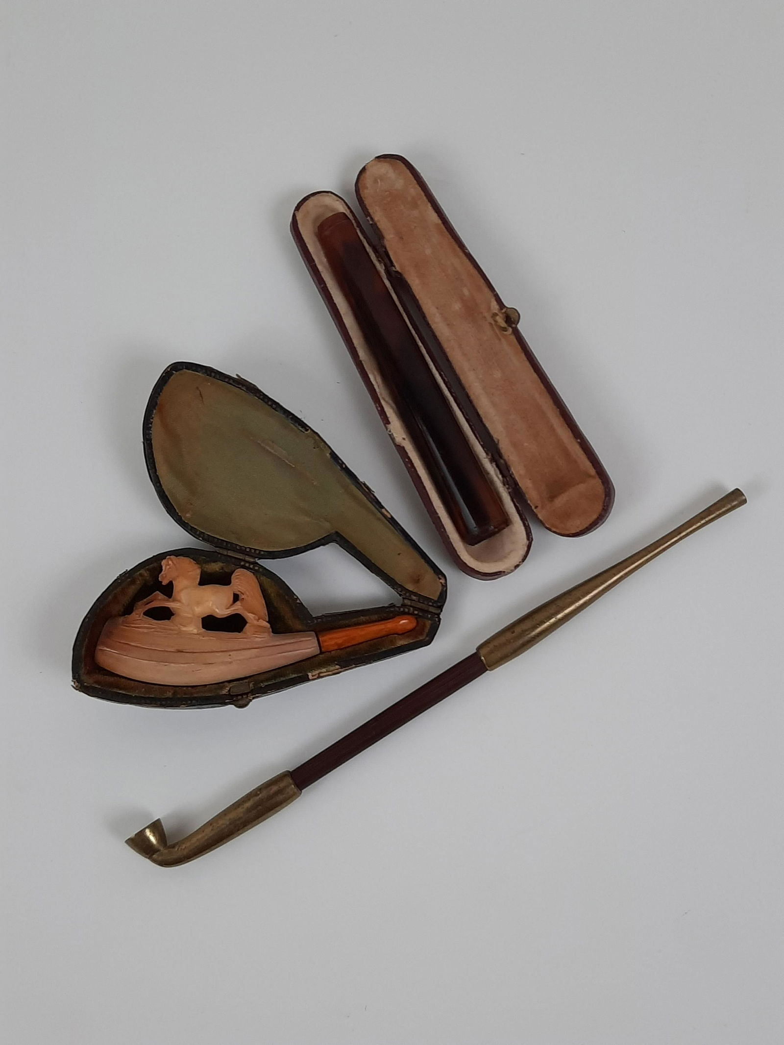 3 Pcs incl Figural Meerschaum Cheroot Pipe (1 of 4)