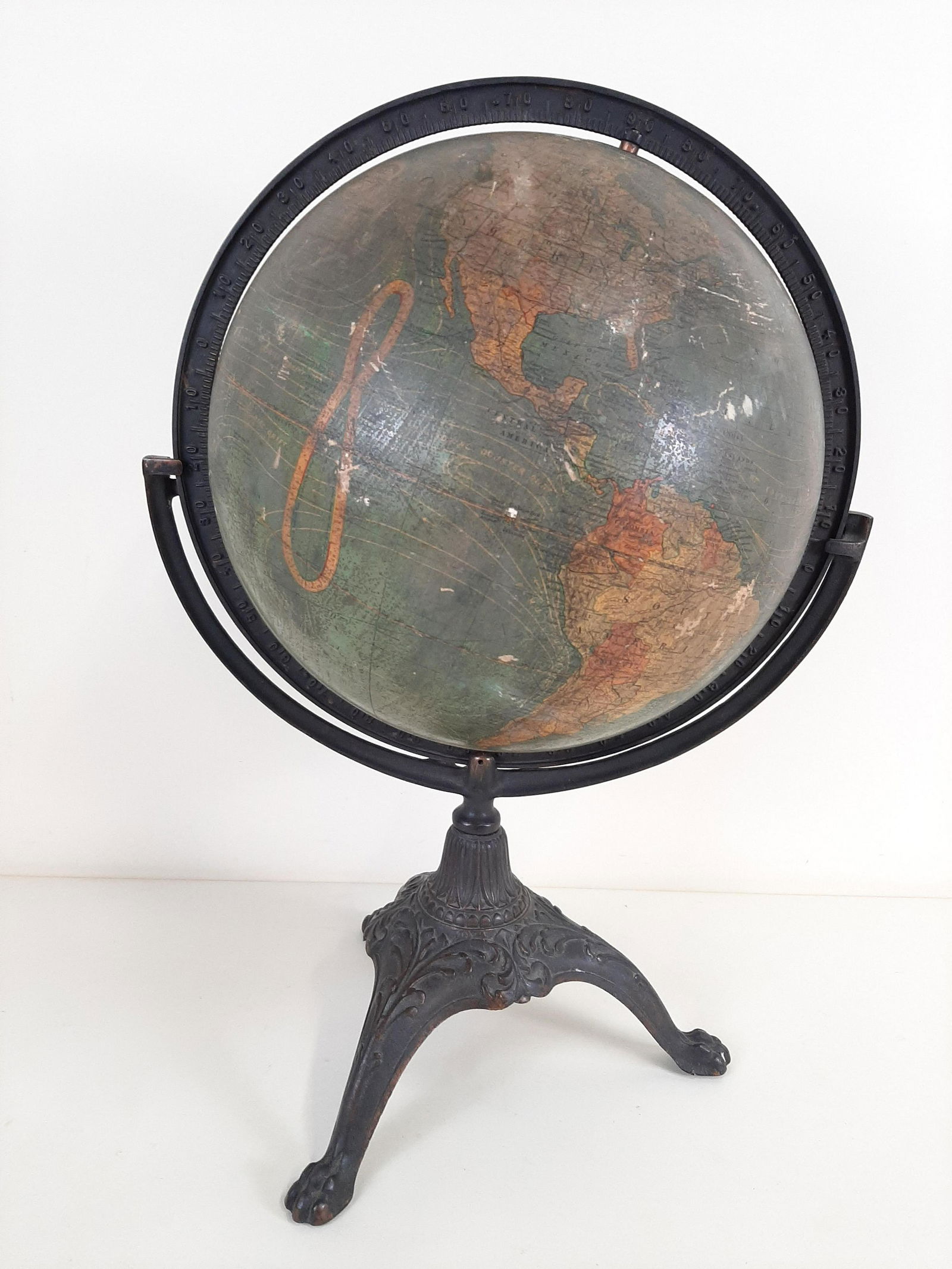 Antique 12" Globe with Cast Iron Base (1 of 7)