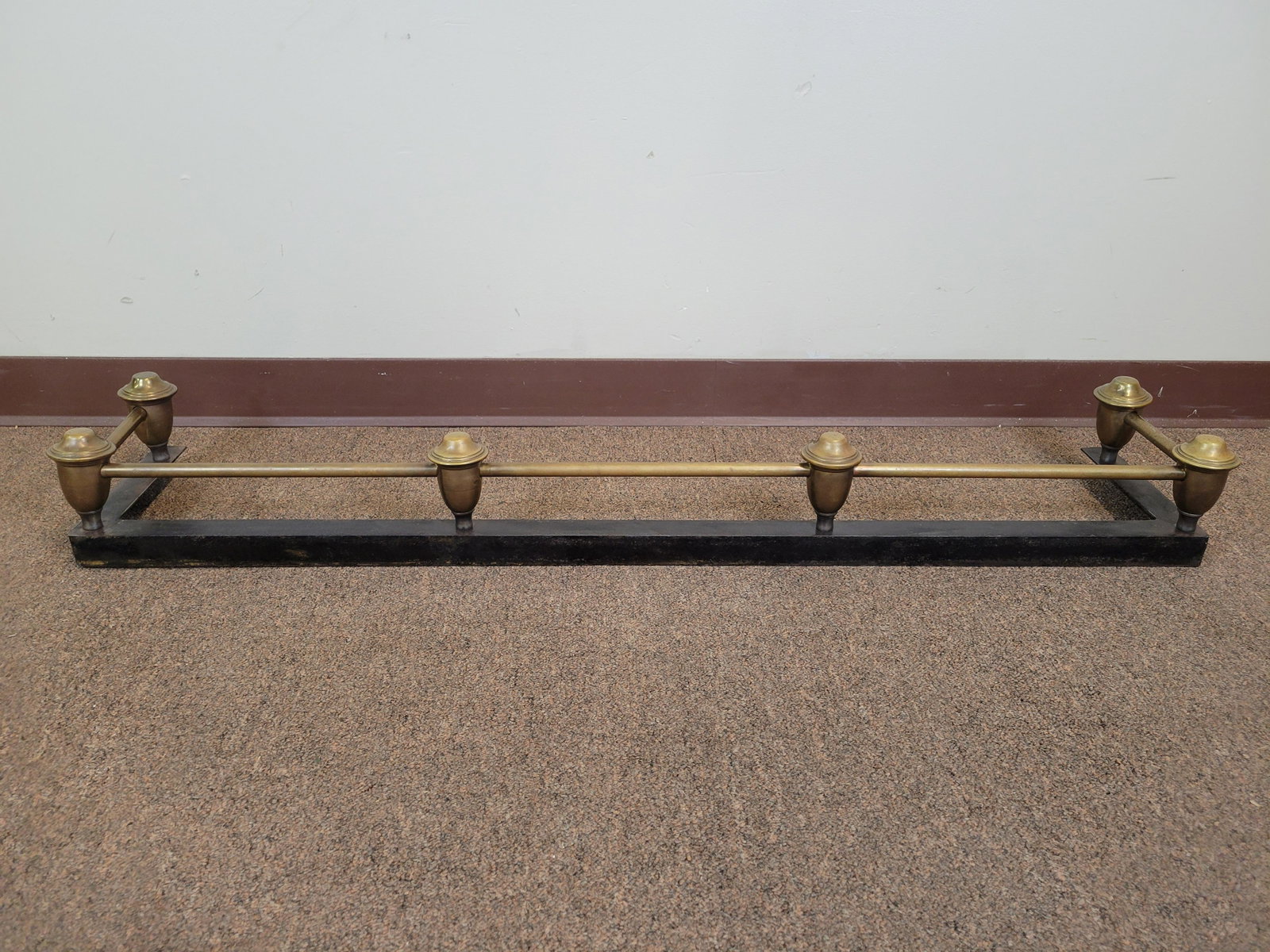 Fire Fender: 48 1/2" wide X 9" deep X 6" high. Has some rust and paint loss. IMPORTANT: Before bidding, please read the terms and conditions. When you registered for the auction you agreed to these terms and will 