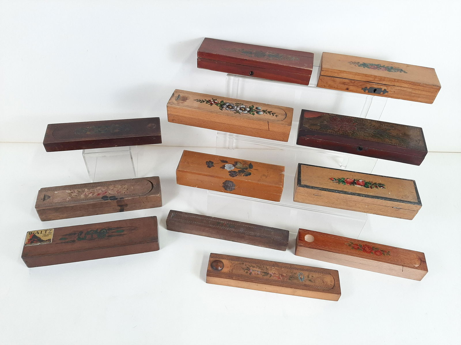 12 Decorated Wood Pencil Boxes (1 of 7)