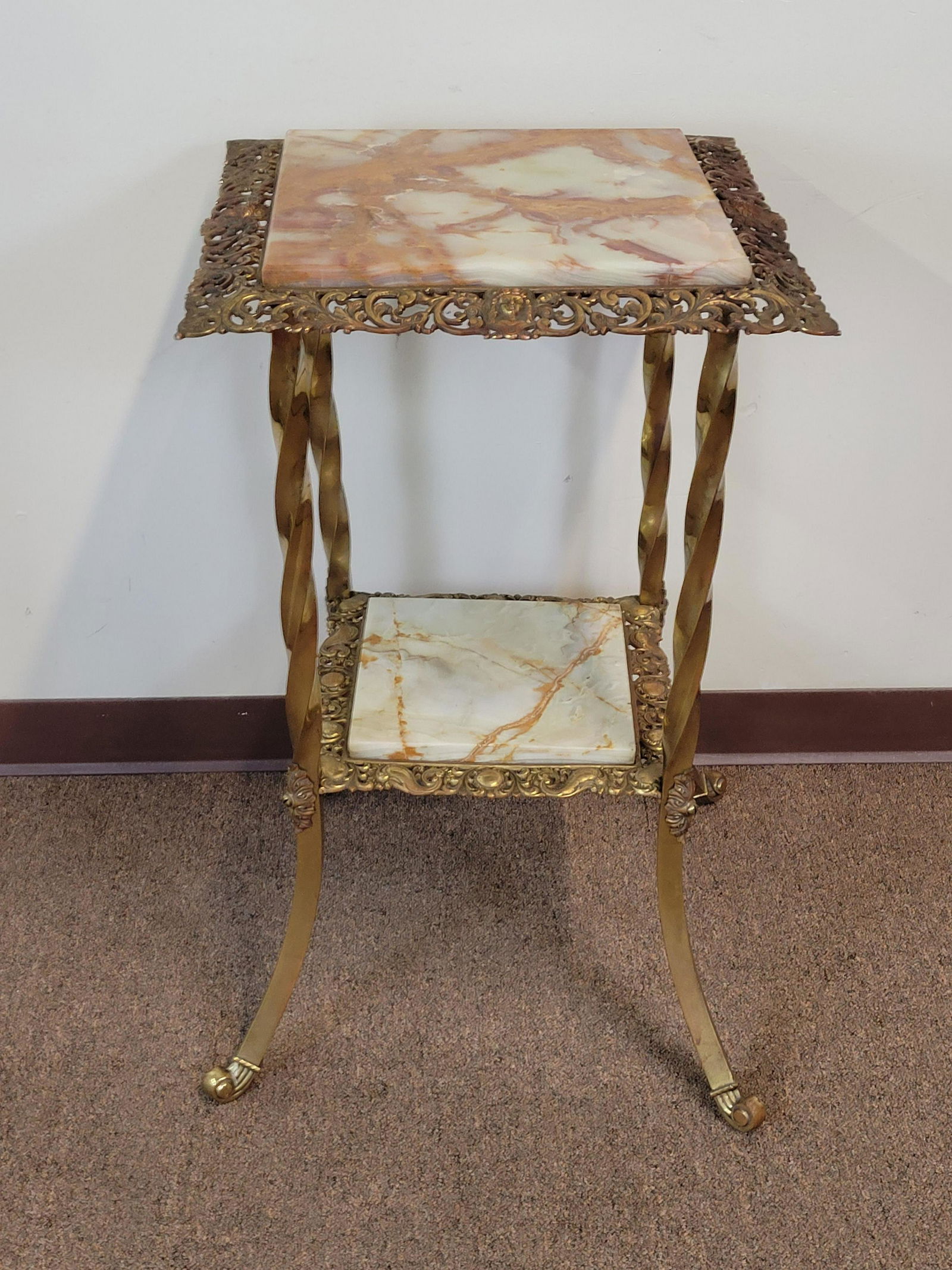 Two Tier Marble & Brass Stand (1 of 6)