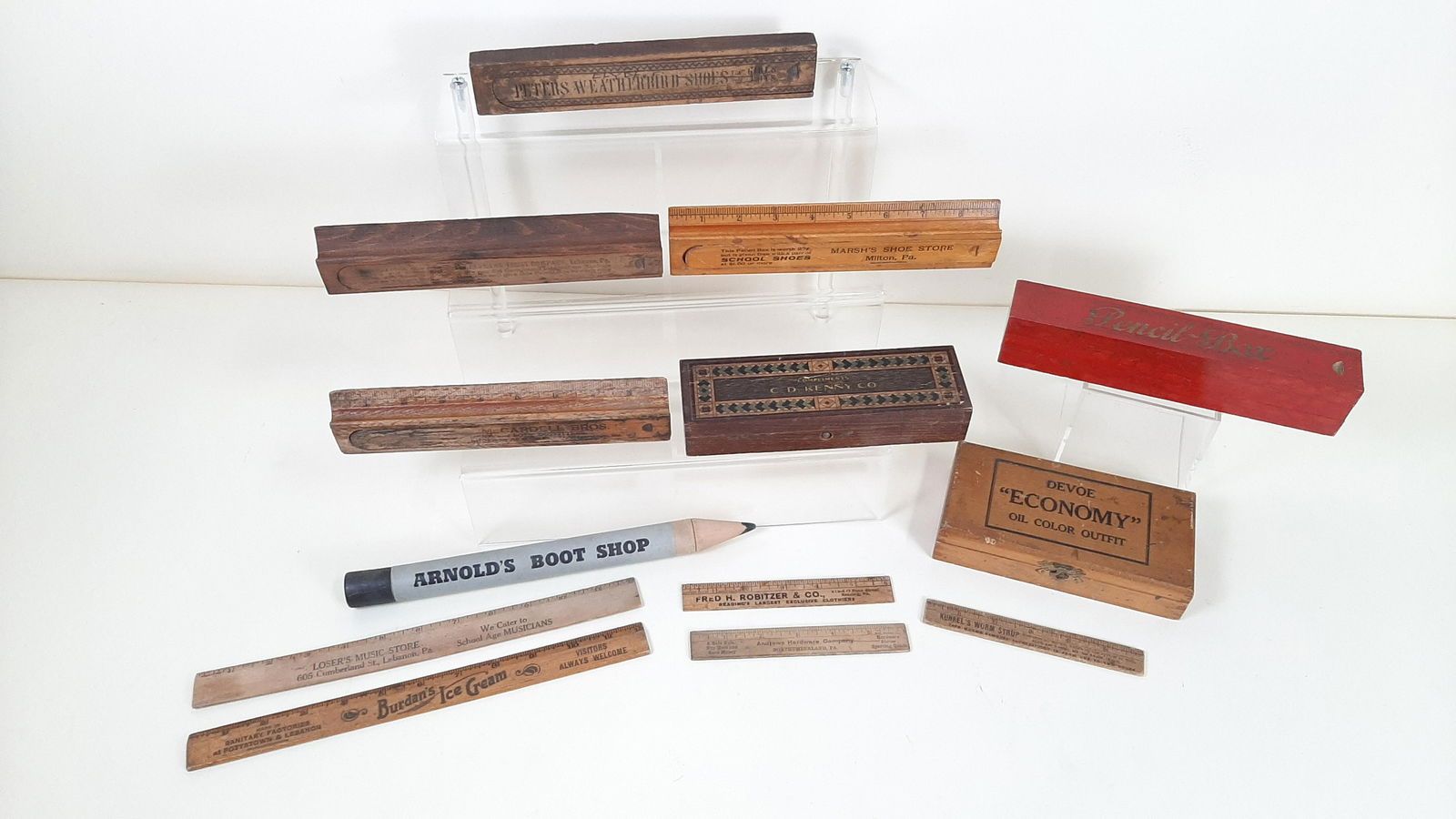13 Advertising Pencil Boxes and Rulers incl. Devoe (1 of 5)